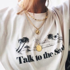 Anthropologie large gold coin necklace